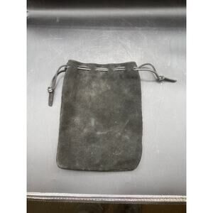 Vintage Black Leather Suede Drawstring Small Bag (Used)